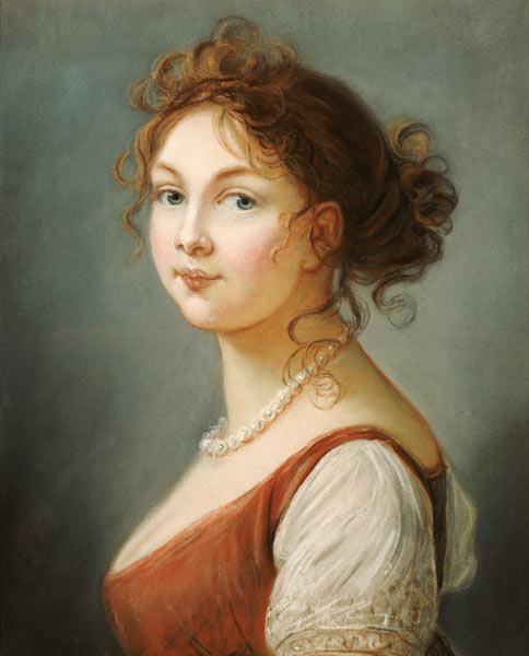 Portrait Of Louisa, Queen Of Prussia (1776-1810), Bust Length In A Terracotta Dress With White Sleev de 
