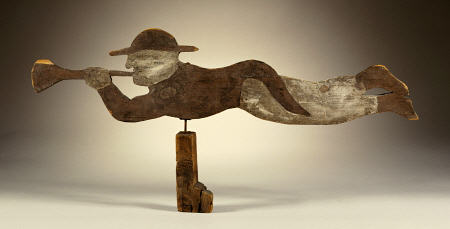 A Carved And Painted Pine Sailor''s Angel Gabriel Weathervane de 