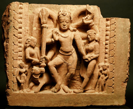 A Central Indian Mottled Red Sandstone Figure Of Siva Nataraja Dancing With The Weight On The Left L de 