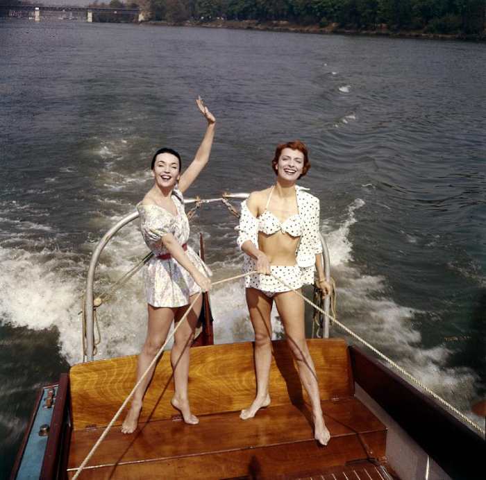 Actresses Ludmilla Tcherina and Andree Debar on A Boat de 
