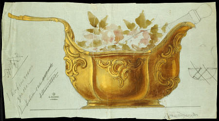A Drawing Of A Large Gilt Metal Kovsh In The Louis XV Style de 