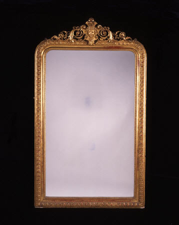 A French Gilt Gesso Overmantel Wall Mirror de 