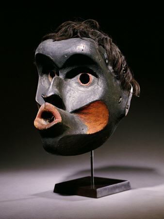 A Kwakiutl Wood Face Mask, Dzunuk''wa de 