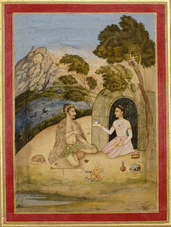 A Lady Entertaining A Bhil By Ali Quli Jubadar, Kashmir, 1650-1700 de 