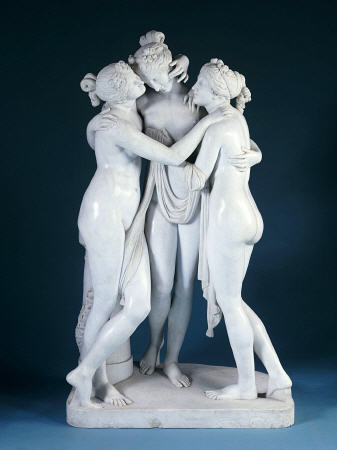 A Lifesize White Marble Group Of The Three Graces, After Canova, 19th Century de 