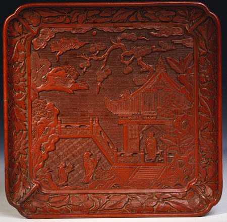 A Ming Red Lacquer Shaped Square Tray, 16th Century de 