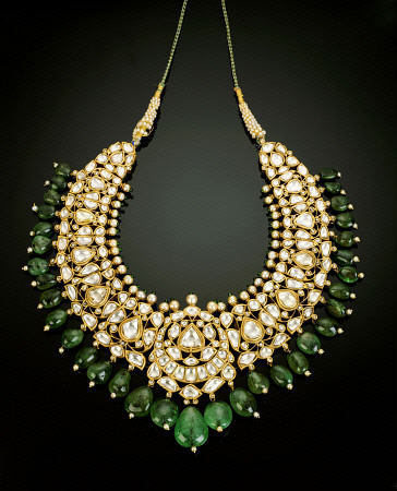 An Antique Diamond, Emerald And Enamel Necklace de 