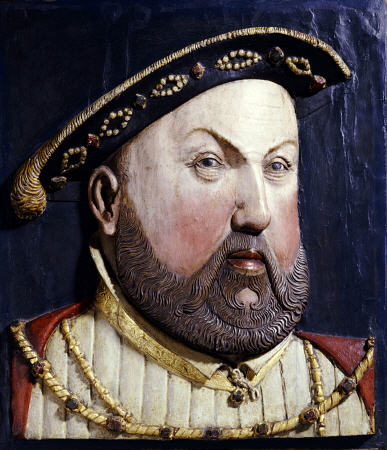 An Augsberg Polychrome Limewood Relief Of Henry Viii, After Hans Holbein The Younger, Mid 16th Centu de 