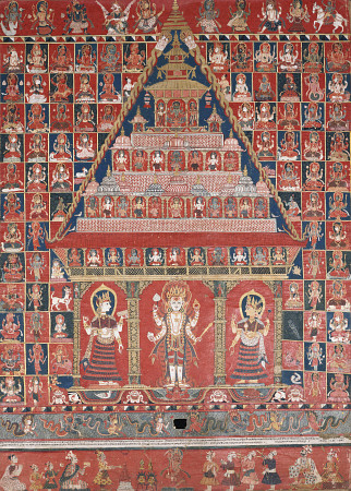 A Nepalese Paubha Depicting A Visnu Shrine, Dated 1716 de 