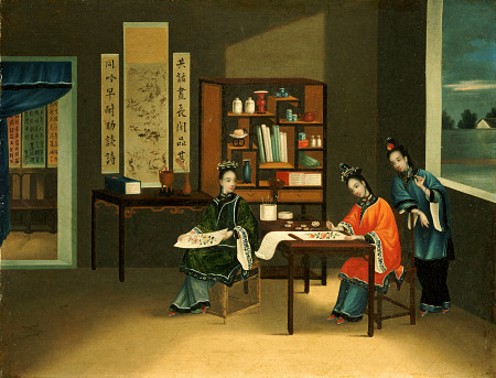 An Interior With A Woman Painting Flowers de 