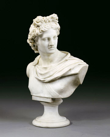 An Italian White Marble Bust Of The Apollo Belvedere After The Antique, Second Half 19th Century de 