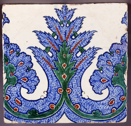 An Iznik Pottery Square Border Tile, Circa 1560 de 