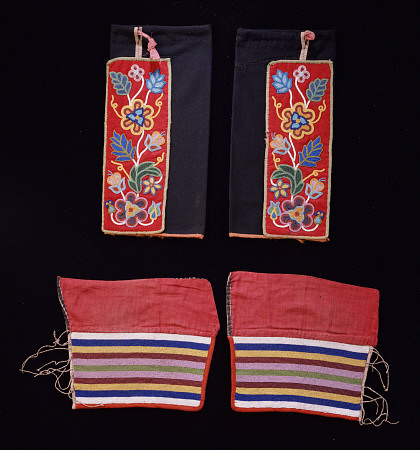 A Pair Of Crow Beaded Cloth Woman''s Leggings And A Pair Of Ojibwa (Chippewa) Beaded Cloth Man''s  L de 