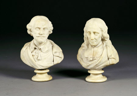 A Pair Of White Marble Busts Of William Shakespeare And John Milton, Last Quarter 19th Century de 