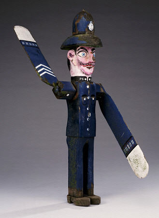 A Polychrome Wood And Metal Whirligig Modelled As A Police Sergeant, 20th Century de 