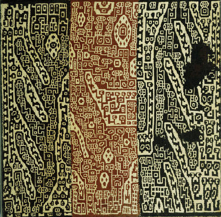 A Rare Huari Cotton Textile Resist-Dyed With Erratic Geometric Motifs de 