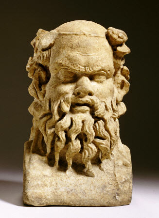 A Roman Marble Janiform Herm Satyr Head de 