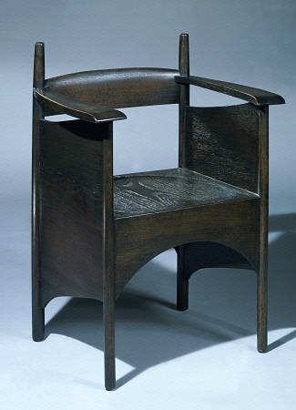 A Stained Oak Armchair Designed By Charles Rennie Mackintosh (1868-1928) For The Argyle Street Tea R de 