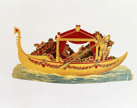 A Three Dimensional Valentine Card Of A Gondola Rowed By A Cupid With A Princess Underneath A Paper de 