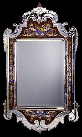 A Venetian Glass Framed Wall Mirror, Late 19th Or Early 20th Century de 