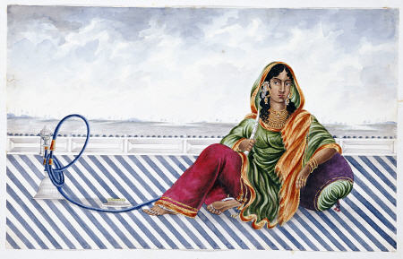 A Watercolour Picture Of A Courtesan Entitled ''Indian Costumes/Mrs Baldock'' de 