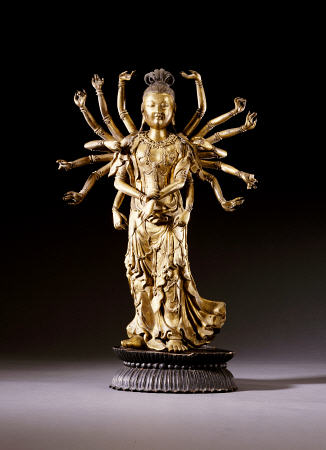 A Well-Cast Gilt-Bronze Figure Of A Multi-Armed Bodhisattva de 