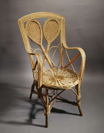 A Wicker Chair, Circa 1900, The Back Modelled As A Pair Of Crossed Lawn Tennis Rackets de 