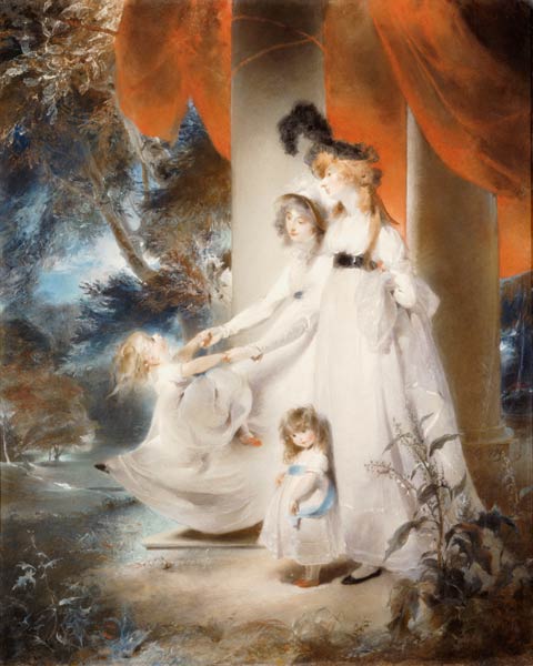Portrait Of Mrs Ayscoghe  Boucherett With Her Two Eldest Children, Emilia And Ayscoghe, And Her Half de 