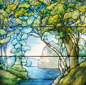 A Leaded Glass Landscape Window By Tiffany Studios, 1916