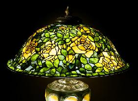 A Detail Of The Shade Taken From A ''Rose'' Leaded Glass Turtleback Tile And Bronze Table Lamp