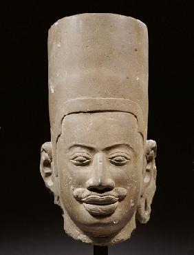 An Important Pre Khmer, Prasat Andet Style, Polished Sandstone Head Of Vishnu, Late 7th Century, 40