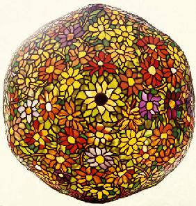 A ''Zinnia'' Leaded Glass, Mosaic Favrile Glass And Bronze Table Lamp