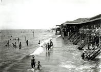 A Bathing Establishment Viewed from the Sea, the Lido (b/w photo)