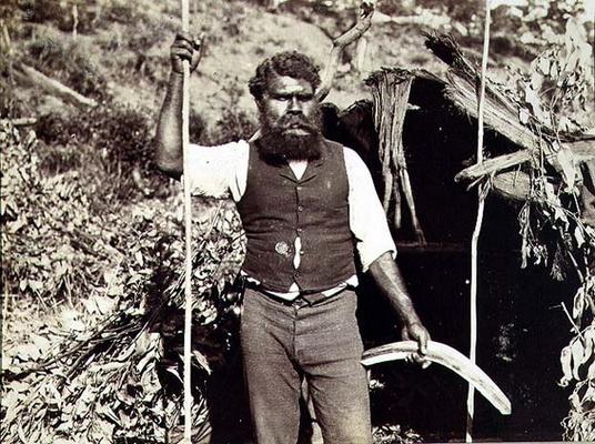 Aborigine with a Boomerang, c.1860s (sepia photo) de 