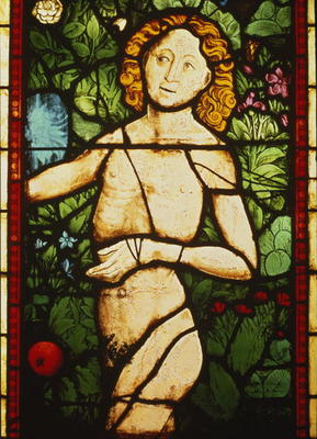 Adam in Paradise, 15th century (stained glass) (detail of 105618) de 