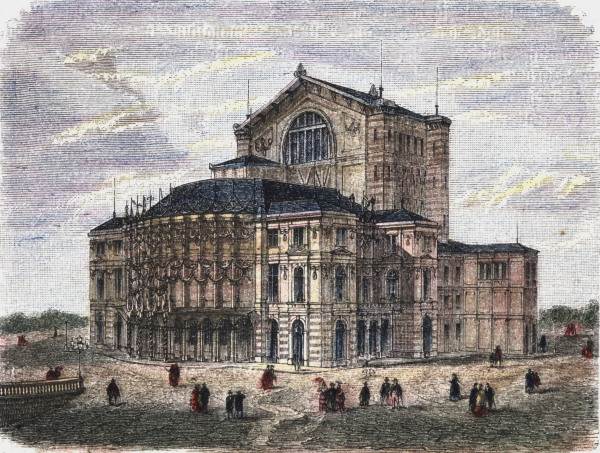 Bayreuth, Festspielhaus , Woodcut 1880 de 