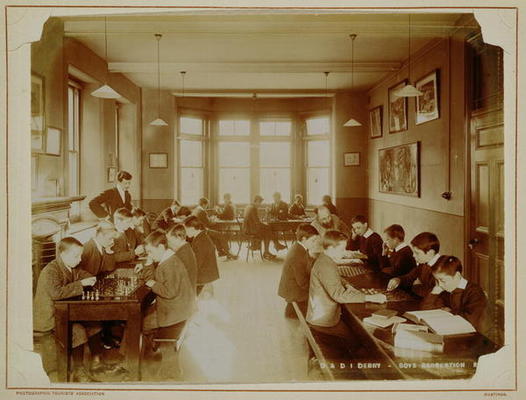 Boy's Recreation Room at the Deaf and Dumb Institution, Derby, 19th century (sepia photo) de 