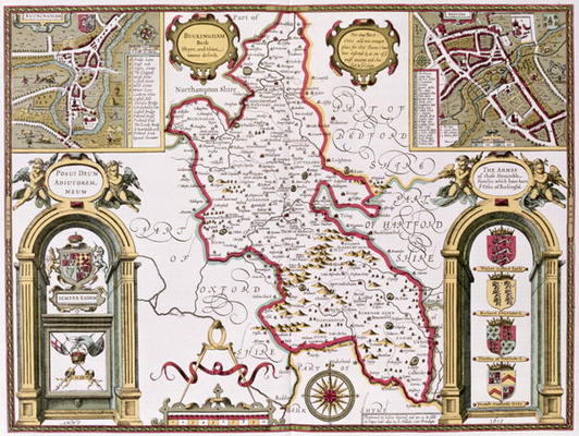 Buckinghamshire, engraved by Jodocus Hondius (1563-1612) from John Speed's 'Theatre of the Empire of de 