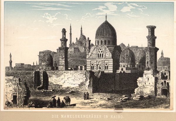 Cairo, Tombs of Mamelukes / Col.Woodcut de 