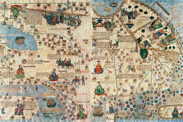 131-0058260/1 Catalan Atlas: Detail of Asia, by Jafunda and Abraham Cresques, 1375 de 
