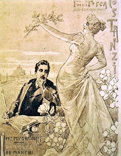 Commemorative Postcard of the first performance of the opera ''Tosca'', by Giacomo Puccini (1858-192 de 