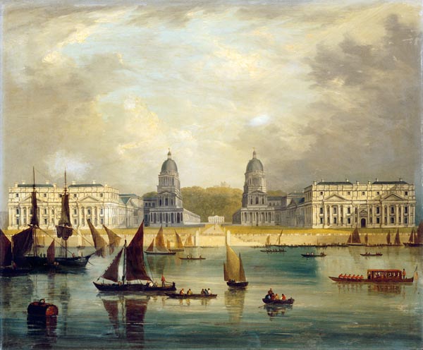 A View Of Greenwich,  From The River, With Commissioned Barges, A Collier Brig, Astumpy Barge And Ot de 
