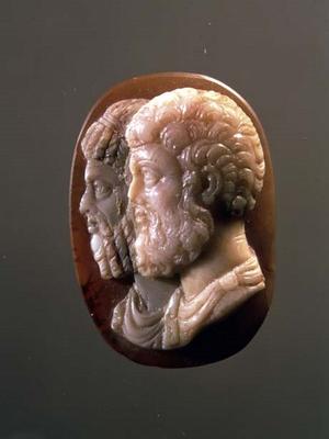Cameo depicting Marcus Aurelius (121-180) and Lucius Verus (130-169) Roman (onyx) de 