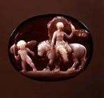 Cameo of Venus seated on a lion led by Cupid, 1st century BC (agate and onyx)