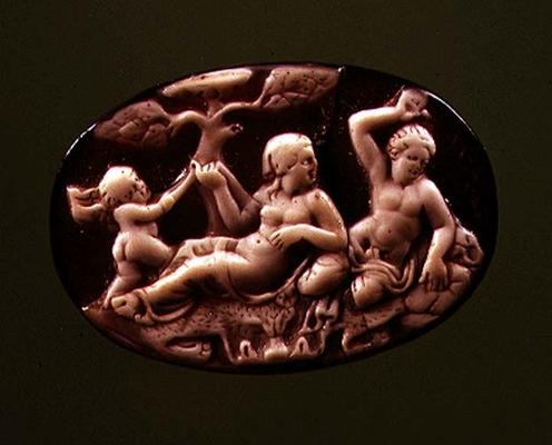 Cameo of Venus with a nymph and a satyr, 1st century BC (agate and onyx) de 