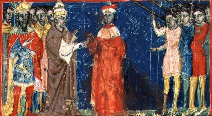 Codex Correr I 383 Doge Sebastiani Ziani receives a petition from Pope Alexander III (1159-81) and E de 