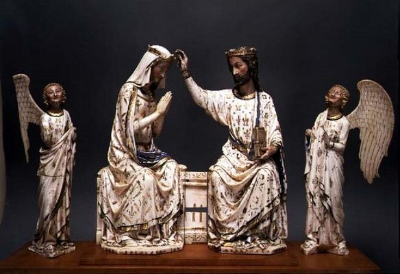 Coronation of the Virgin group, 12th-14th century (painted wood) de 