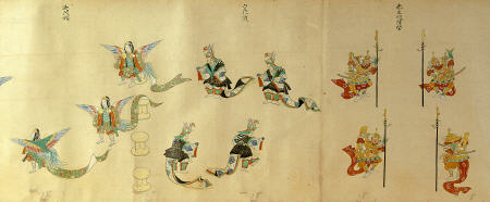 Detail From An Illustrated Manuscript Depicting 44 Varieties Of Bugaku Dances de 