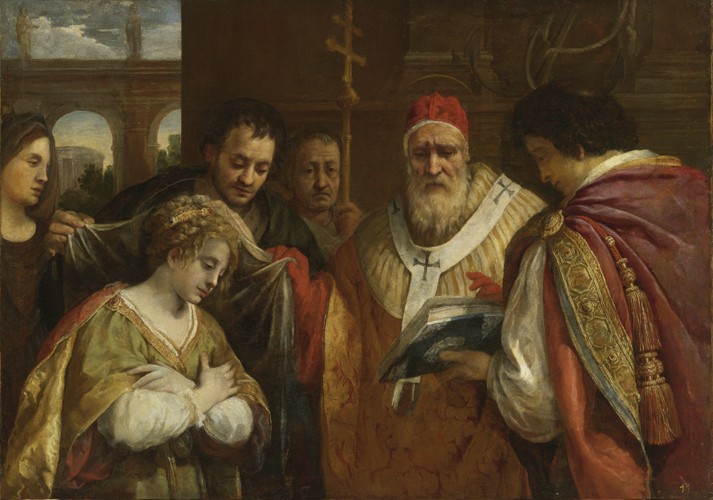 Saint Domitilla receiving the veil from Pope Clement I de 