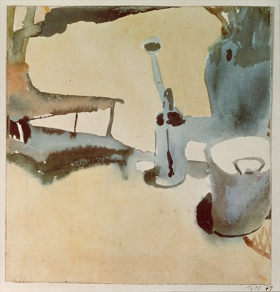 Flower stand with watering can and bucket, 1910 (no 47) (w/c on paper on cardboard)  de 